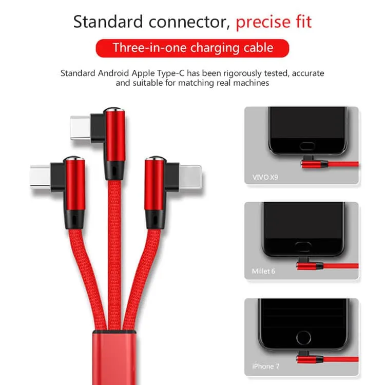 Eonline 3in1 USB-Ladekabel mit 90 Grad Anschlüssen – Bild 5
