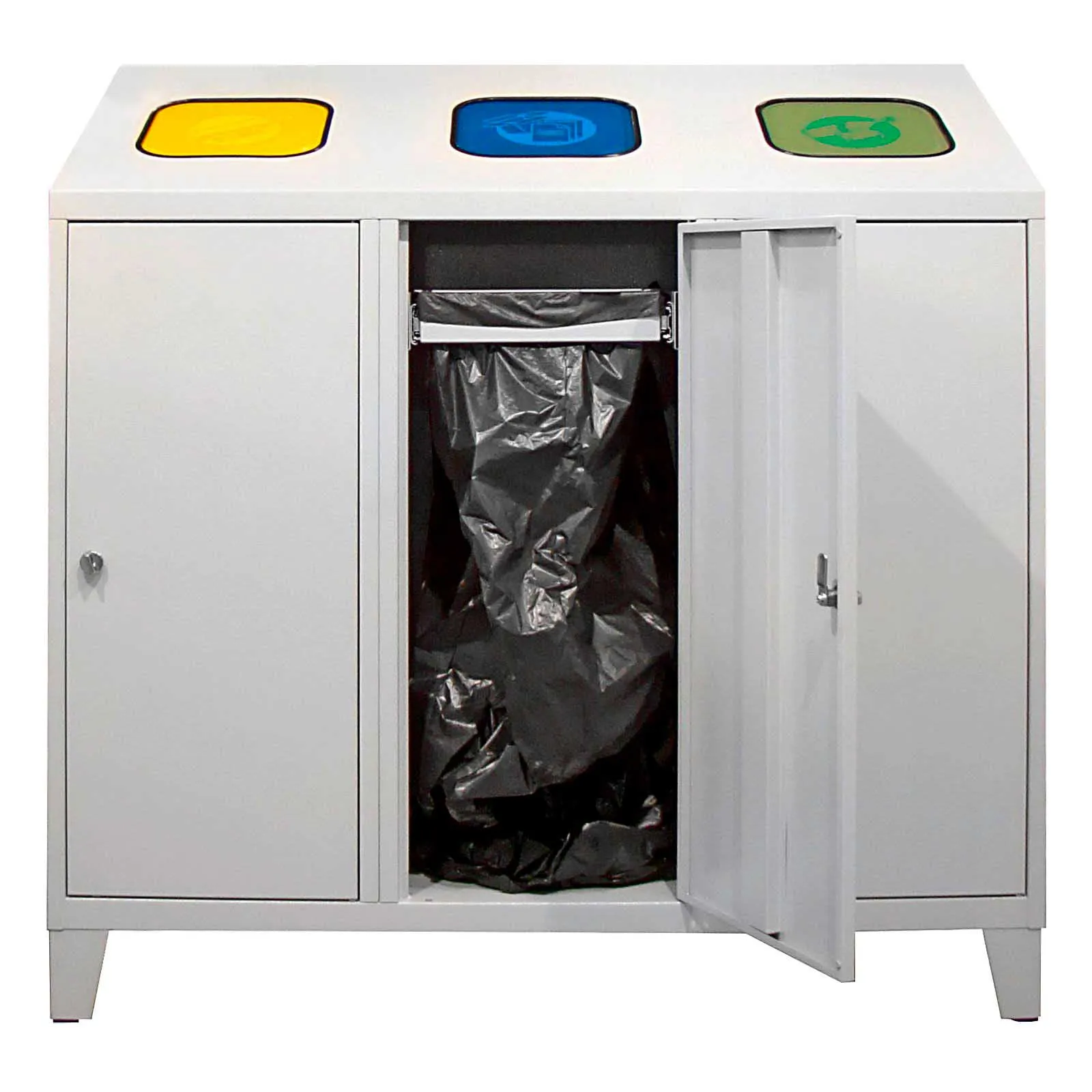 INOVATEC 3-Fach Abfallsammler Werststoffsammler selbstschließend, max. 360 Liter – Bild 2